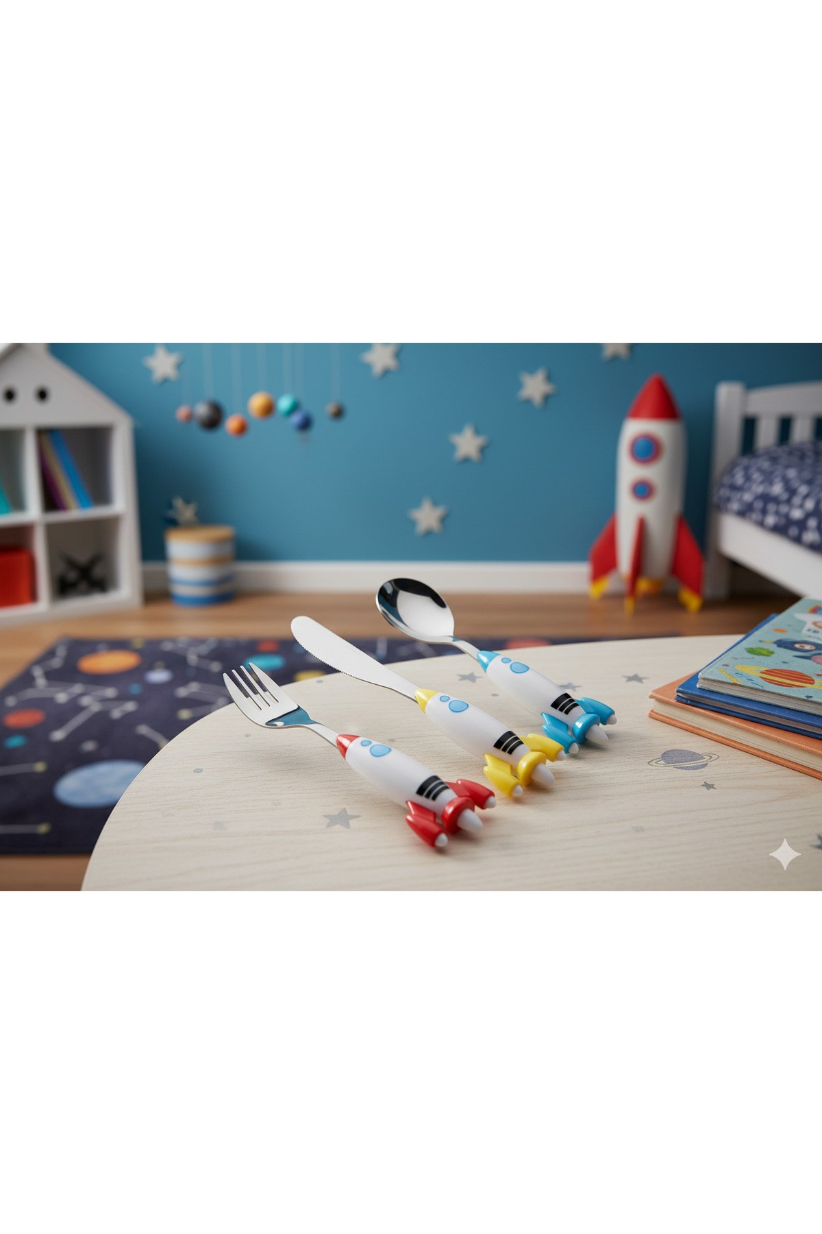 Porland Mini Rocket Çocuk Çatal Kaşık Bıçak Takımı 3 Parça 04FST001627
