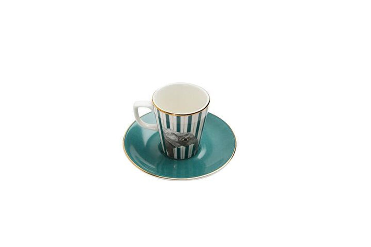 Porland Wild Life Elephant Tabaklı Kahve Fincanı 75cc 04ALM005282