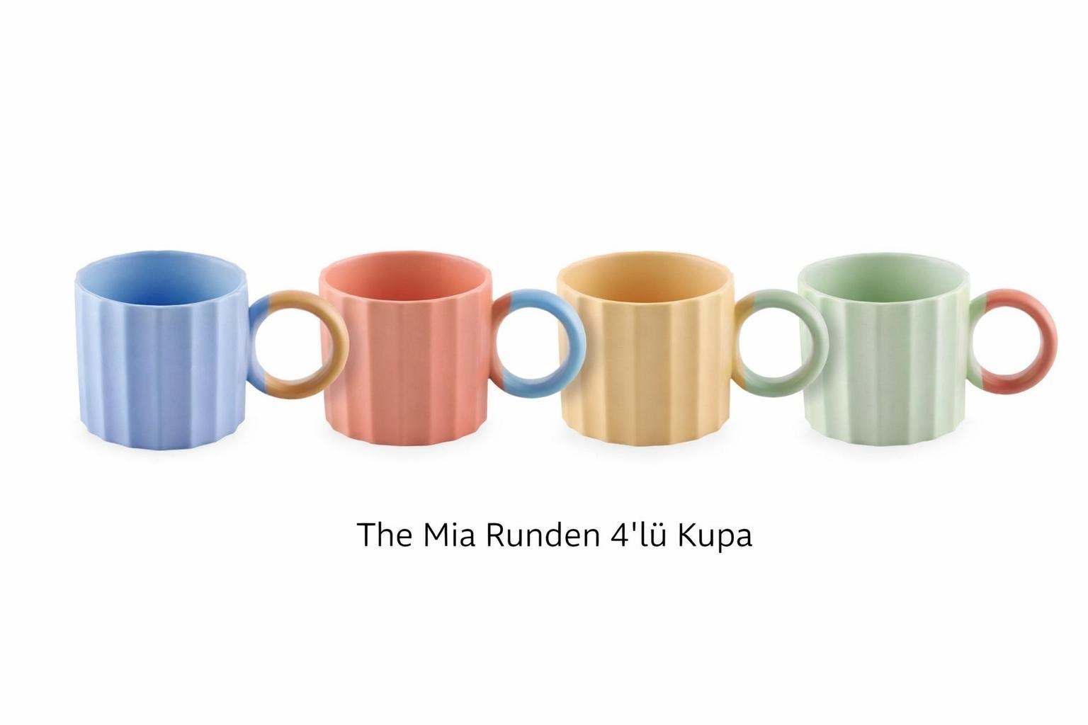The Mia 4'lü Runden Porselen Kupa Seti  250 ml