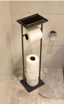 The Mia Tepsili Tuvalet Kağıdı Stand - Siyah - 54x15x12 Cm GLV0690