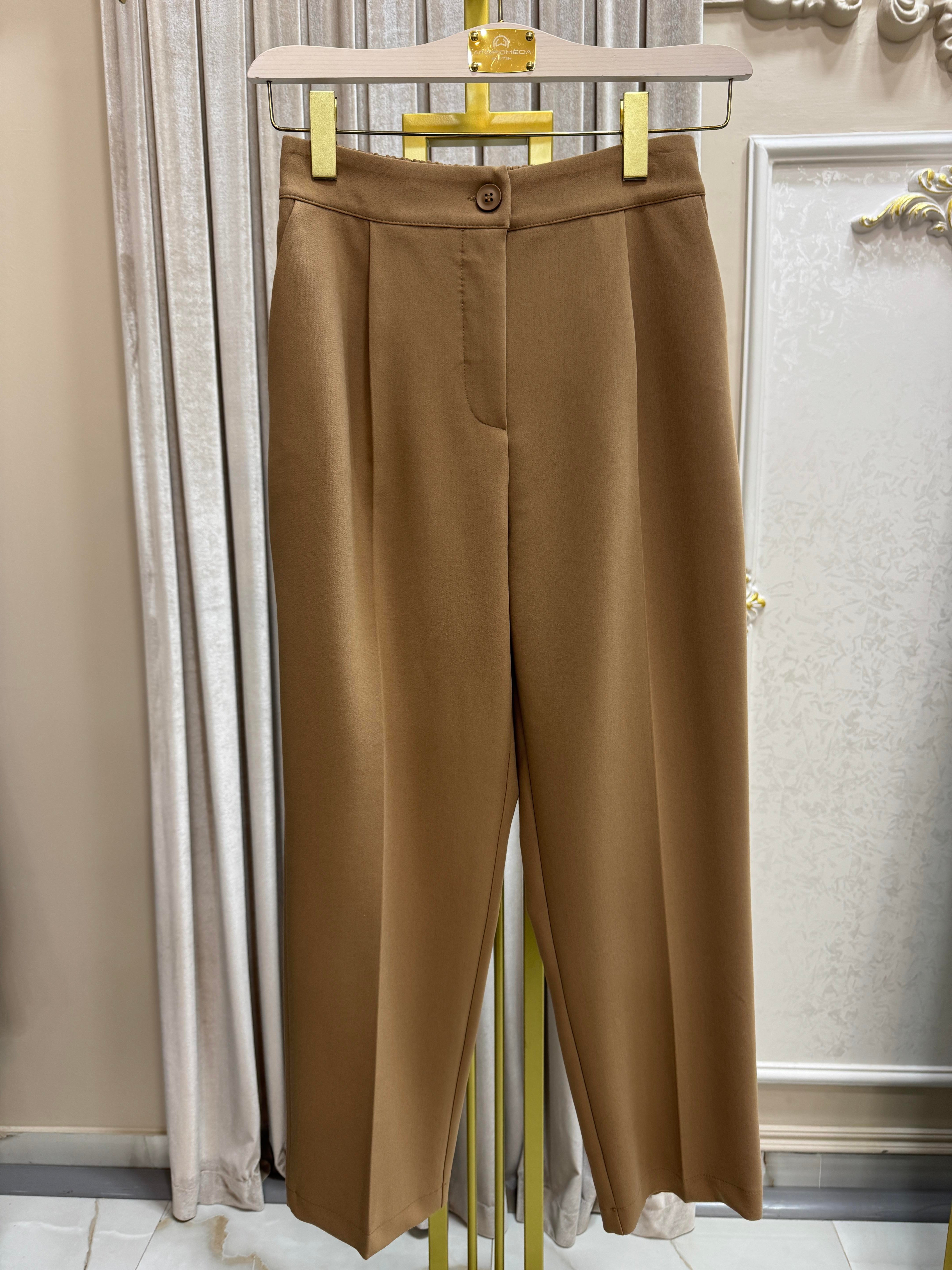 PENSLİ CAMEL KREP PANTOLON 
