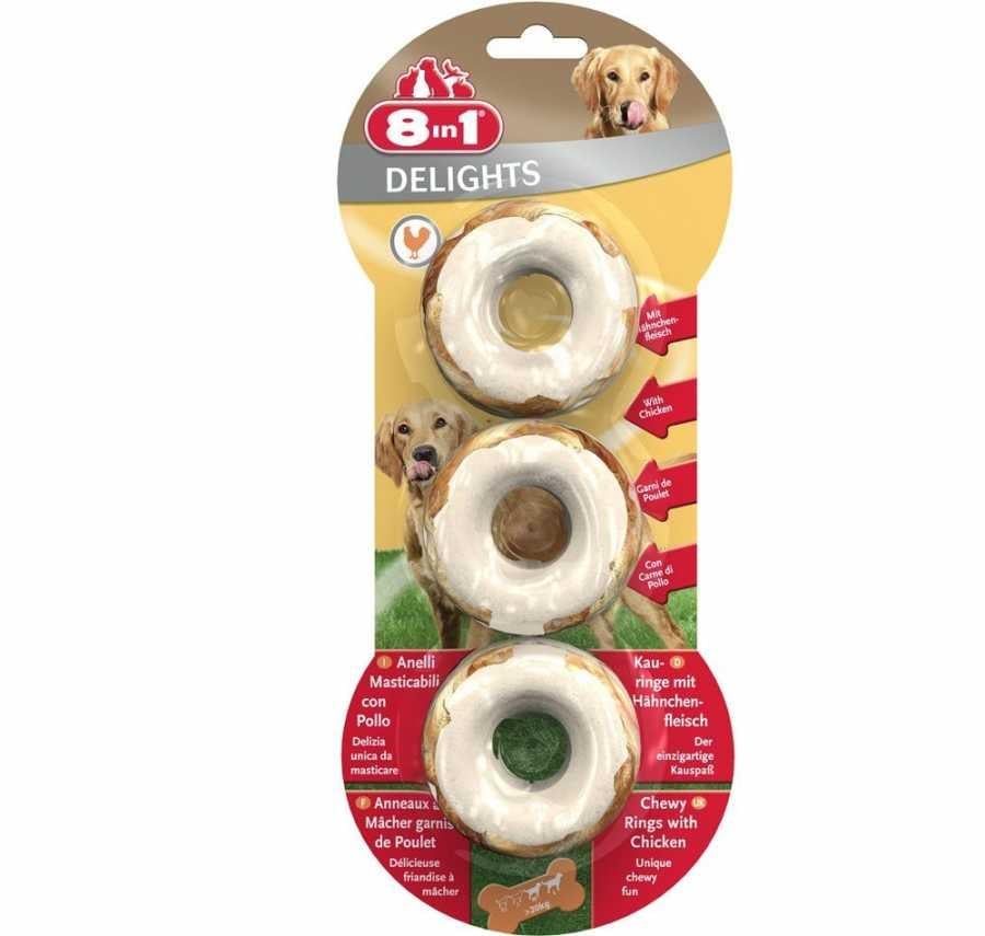 8in1 Delights Rings Köpekler İçin Ağız Bakım Kemiği Halka 3 Adet