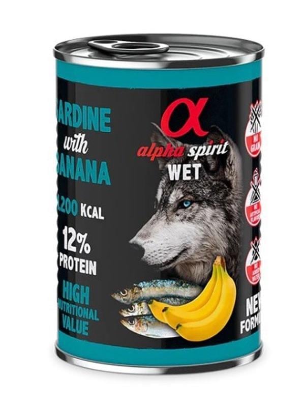 Alpha Spirit Yetişkin Köpek Konservesi Sardalyalı Muzlu 400 gr