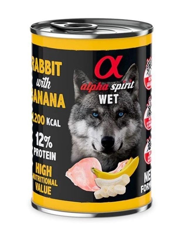Alpha Spirit Yetişkin Köpek Konservesi Tavşanlı Muzlu 400 gr