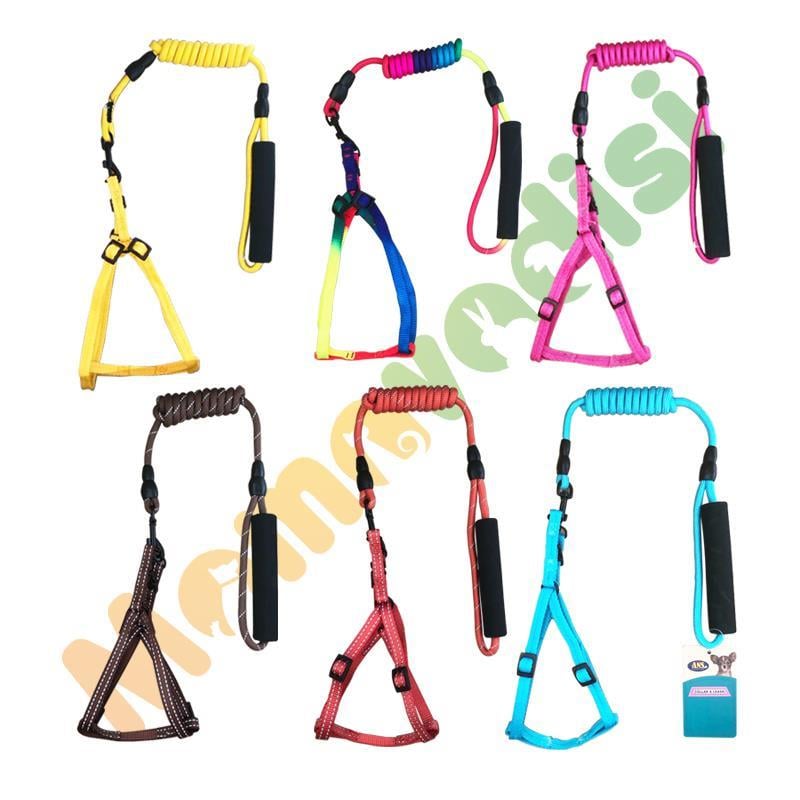 Ans Renkli Köpek Göğüs Tasma Seti 6 mm-Gökkuşağı