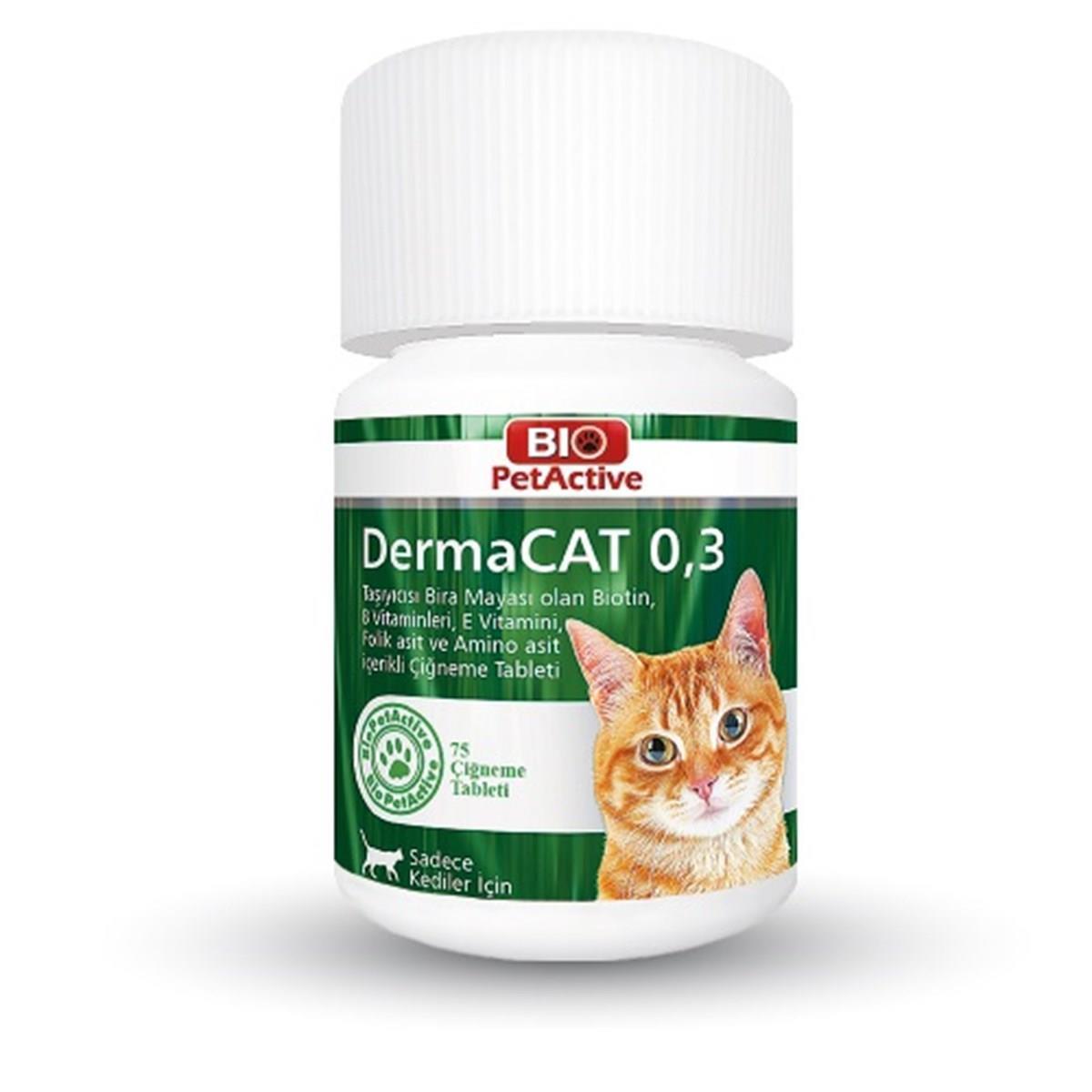 Bio PetActive DermaCat Sarımsaklı Maya Çiğneme Tableti 75 Adet