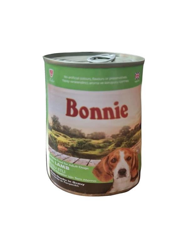 Bonnie Parçacıklı Kuzu Etli Yetişkin Konserve Köpek Maması 400 Gr