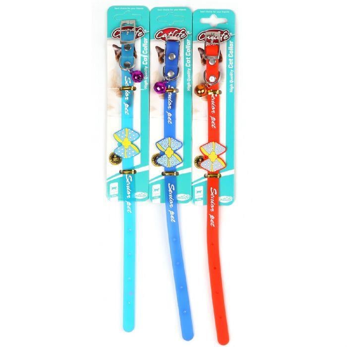 Catlife Papyon Desenli Silikon Boyun Tasması Zilli Mix Color