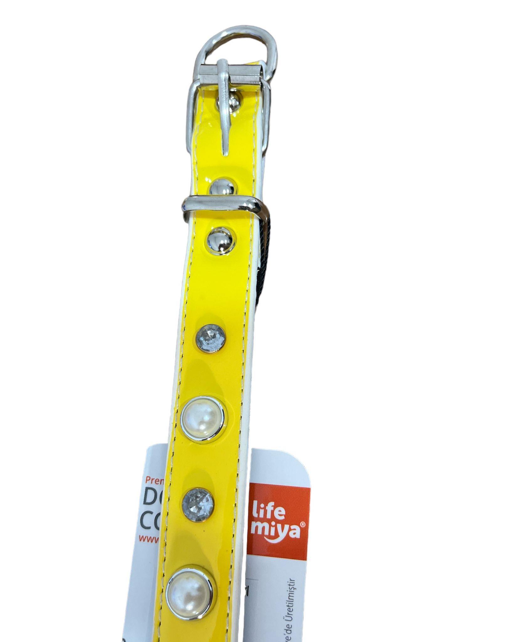 Glipet  Sarı İncili Destekli Boyun Tasması 2x40 Cm