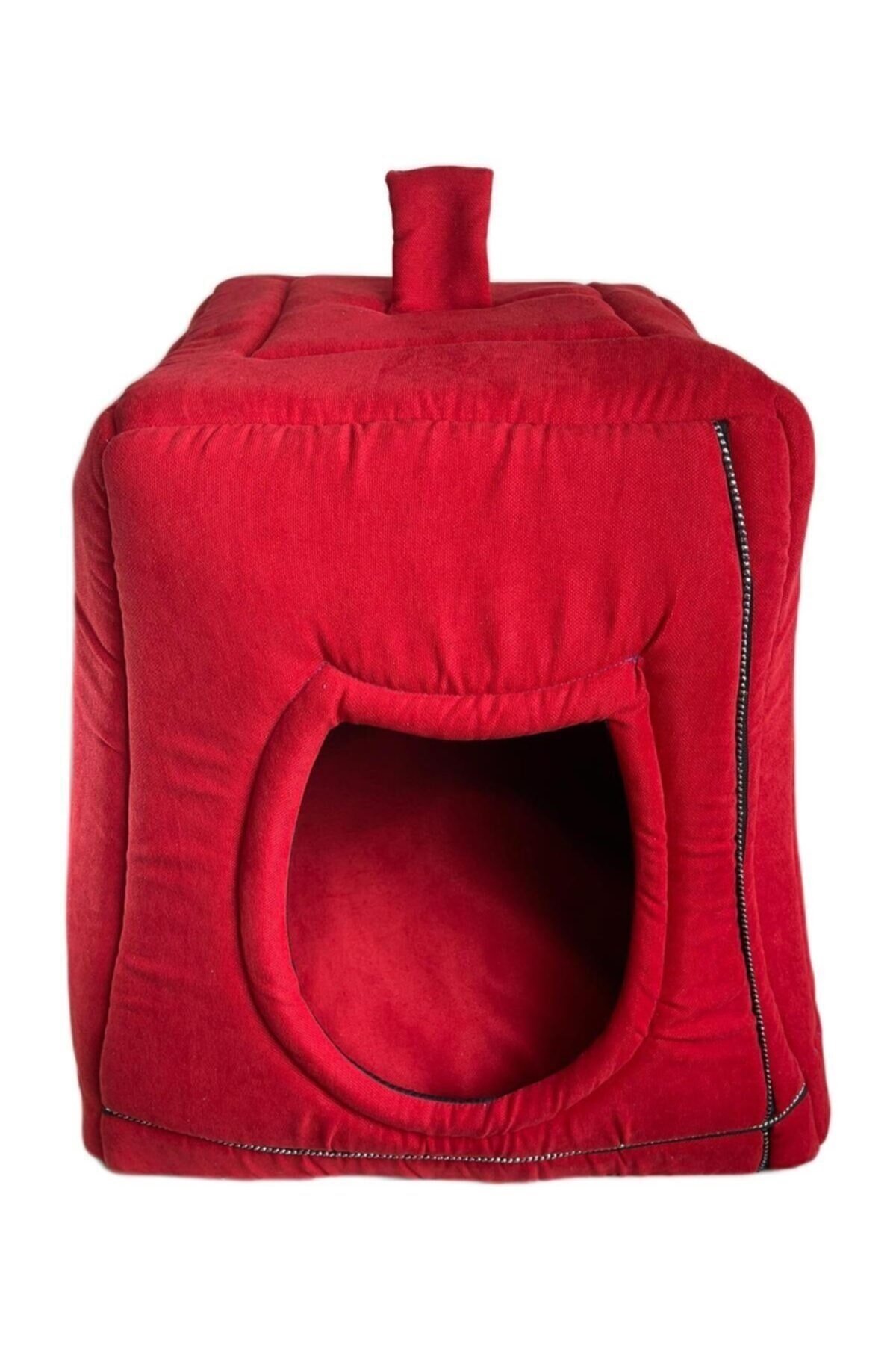 Glipet 3 Fonksiyonlu Kare Yatak Ev 45 x 45 x 40 Cm Kırmızı