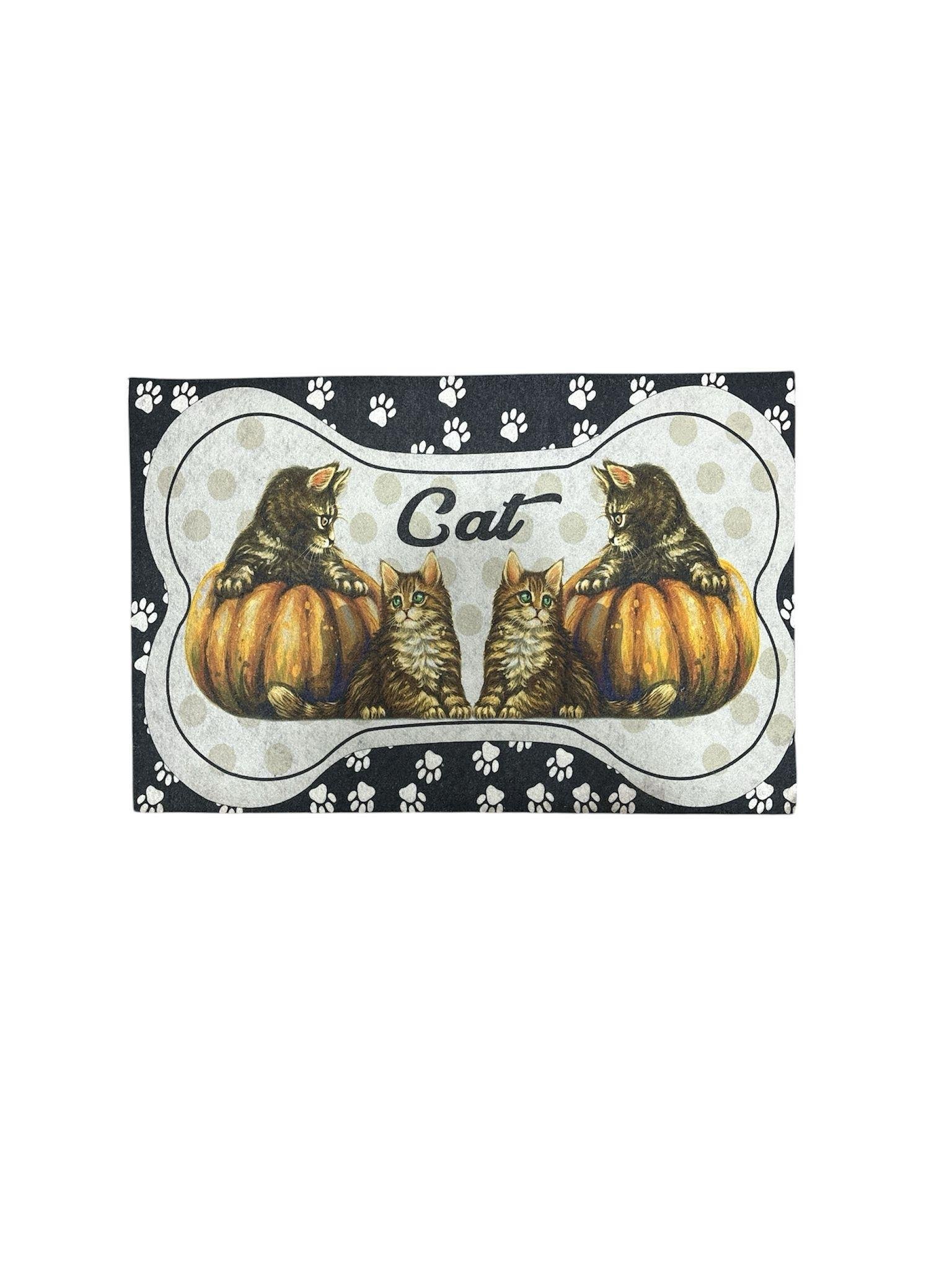 Glipet Amerikan Servis Mama Ve Su Kabı Paspası 60x45- Pumpkin Kediler