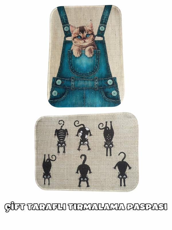 Glipet Çift Taraflı Tırmalama Paspası 90x60 Cepteki Kedi x Altı Kedi