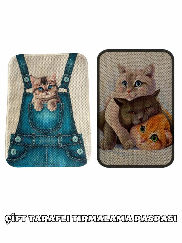 Glipet Çift Taraflı Tırmalama Paspası 90x60 Cepteki Kedi x Three Cat