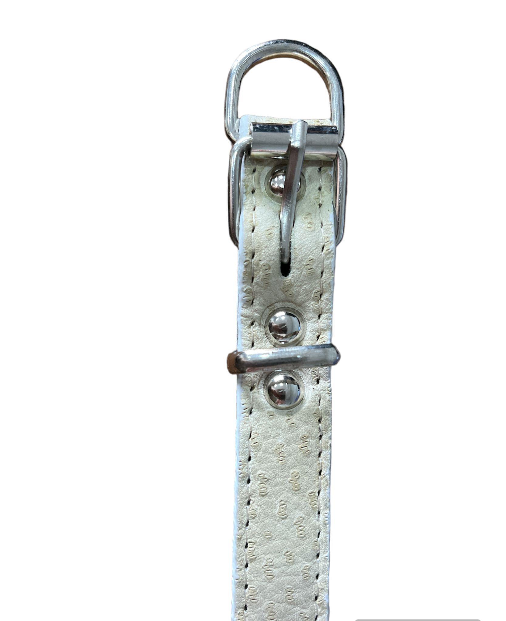 Glipet Deri Kırık Beyaz Yumuşak Doku Destekli Boyun Tasması 2x45 cm