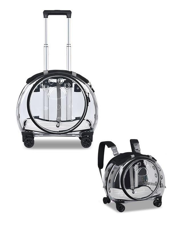 Glipet Disc Şeffaf Çekçekli Kedi Köpek Taşıma Valizi 43x25x40 Cm Siyah