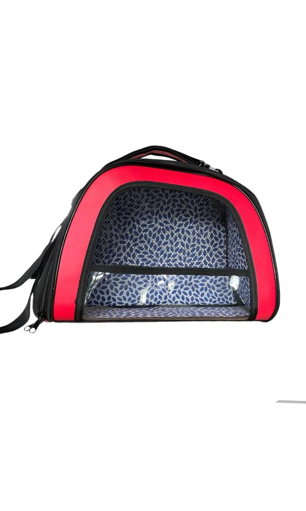 Glipet Kedi Köpek Taşıma Çantası Şeffaf Fileli Kırmızı