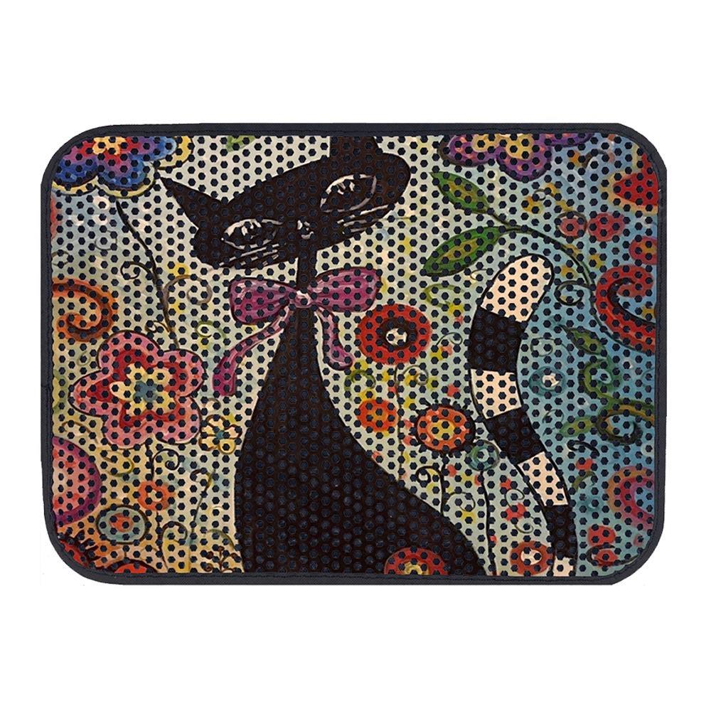 Glipet Kedi Tuvalet Önü Elekli Paspas Çiçekli Kedi 80x60 Cm