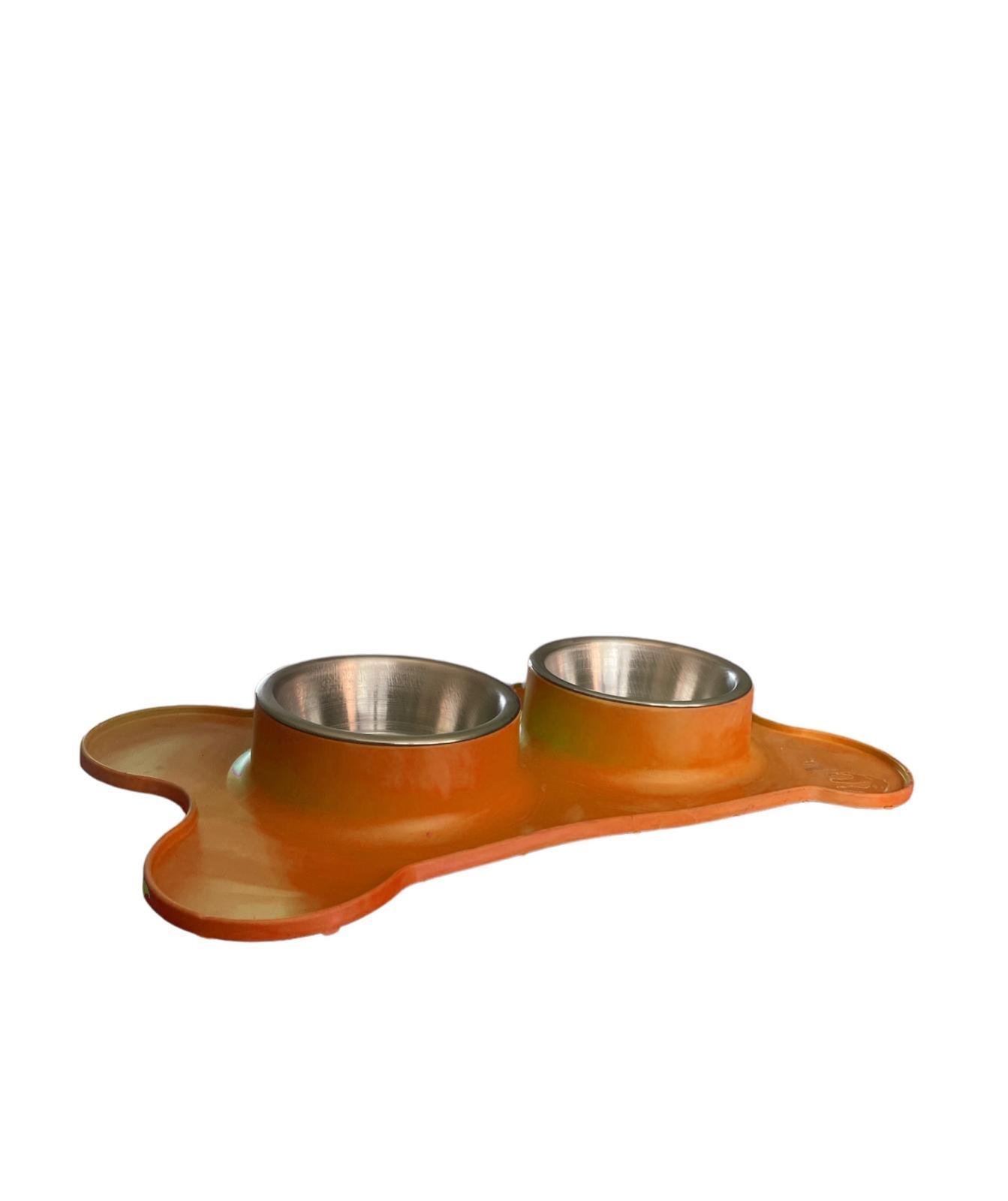 Glipet Kemik Şeklinde Silikon Mama Ve Su Kabı 400ml Turuncu
