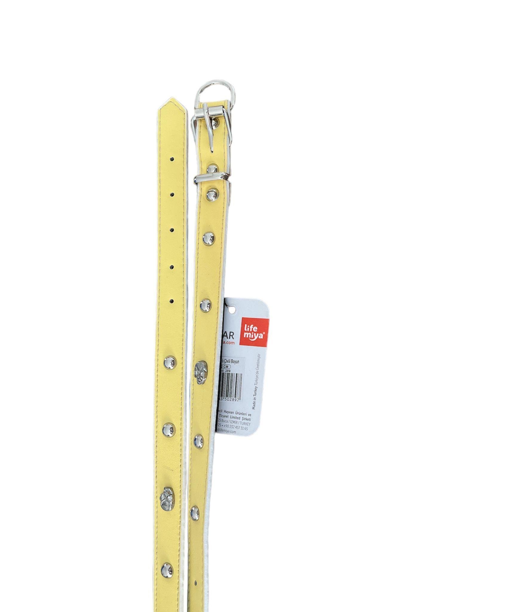 Glipet Kuru Kafalı Yumuşak Dokulu Sarı Köpek Boyun Tasması 2x45 Cm