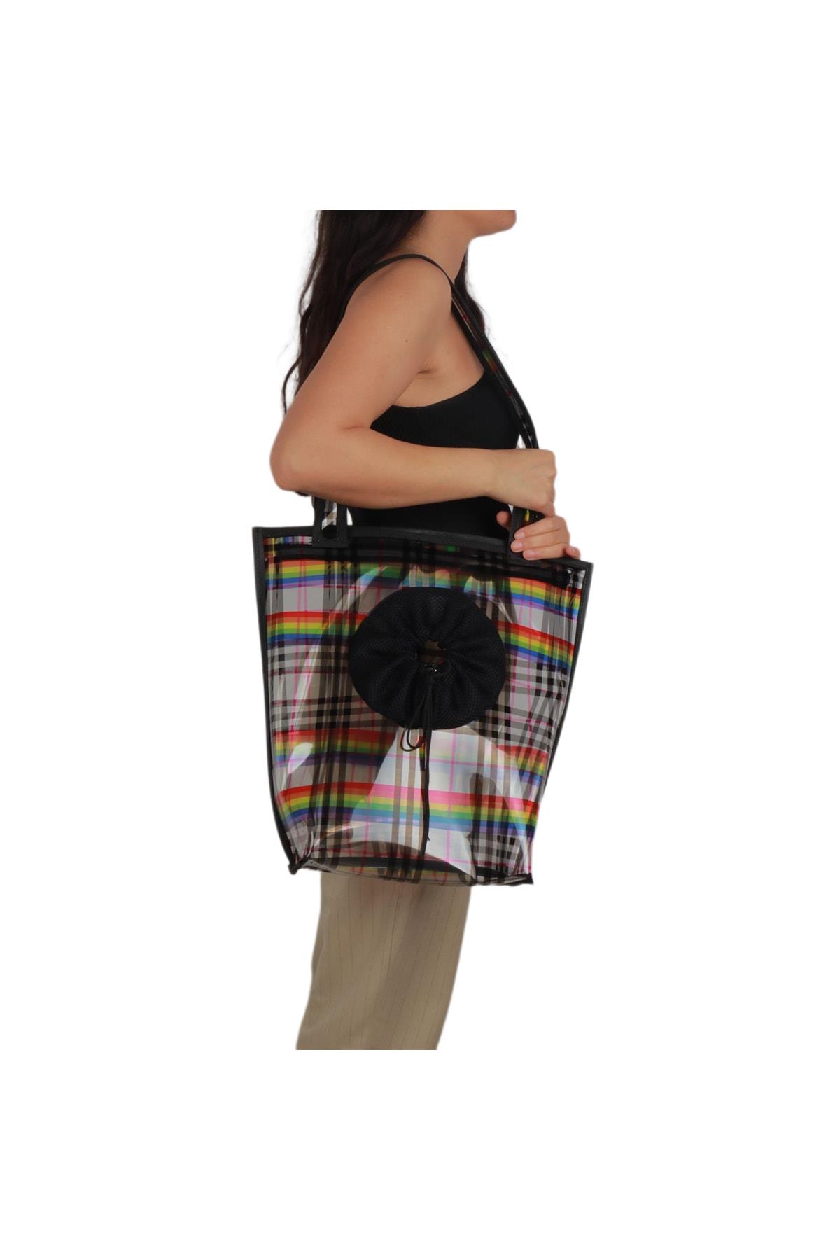 Glipet Omuz Askılı Şeffaf Kedi-köpek Taşıma Çantası 41*39*14 Cm 6 Kg Rainbow Gökkuşağı