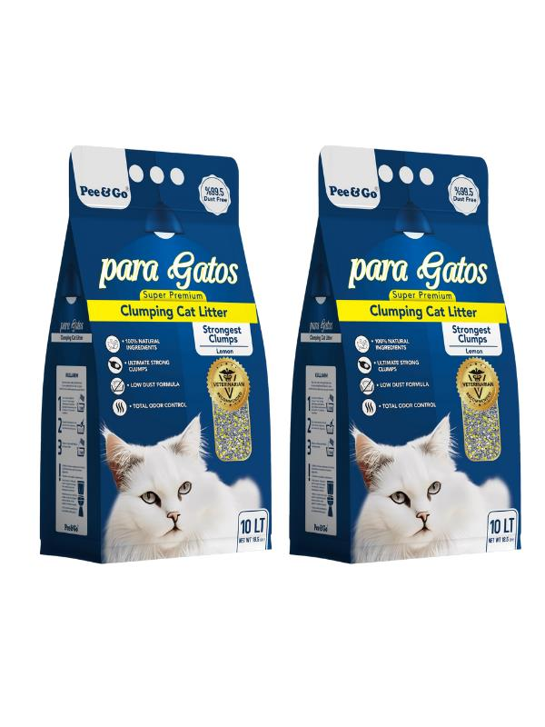 Glipet Paragatos Aktif Karbon Ve Limonlu İnce Taneli Kedi Kumu 10 LT 2'li Paket