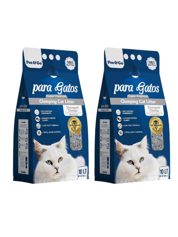 Glipet Paragatos Süper Premium Natural İnce Taneli Kedi Kumu 10 LT 2'li Paket