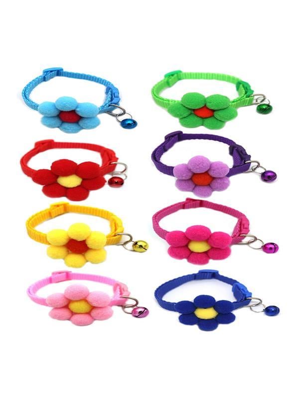 Glipet Ponpon Çiçekli Kedi Boyun Tasması 19x1 Cm Mavi