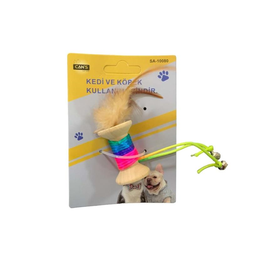 Glipet Renkli İp Sargılı Tüylü Kedi Oyuncağı 15 Cm