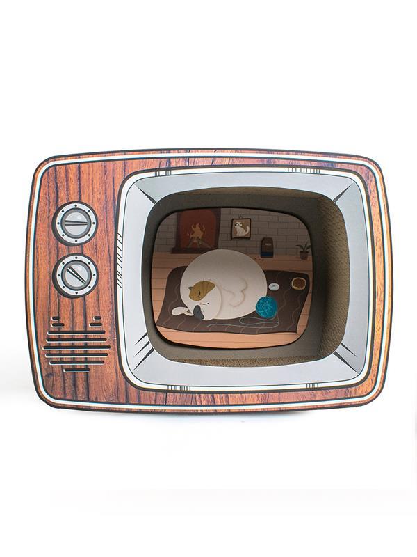 Glipet Retro TV Şekilli Karton Kedi Tırmalama 44x34x23 Cm