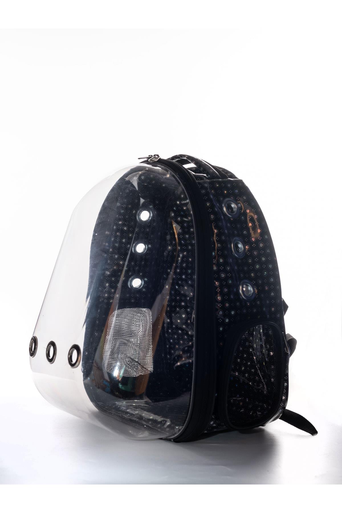 Glipet Şeffaf Astronot Kedi Köpek Taşıma Çantası 42x22x33 Cm Pixel Deri SİYAH