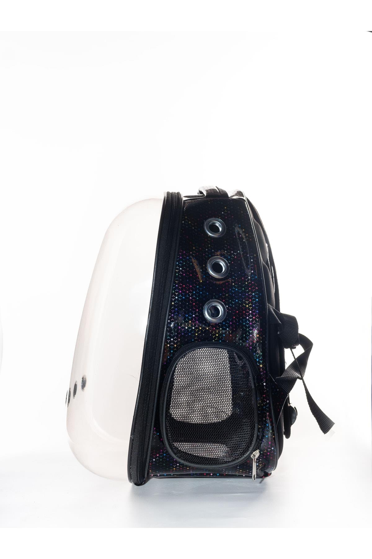 Glipet Şeffaf Astronot Kedi Köpek Taşıma Çantası 42x22x33 Cm Pixel Deri SİYAH