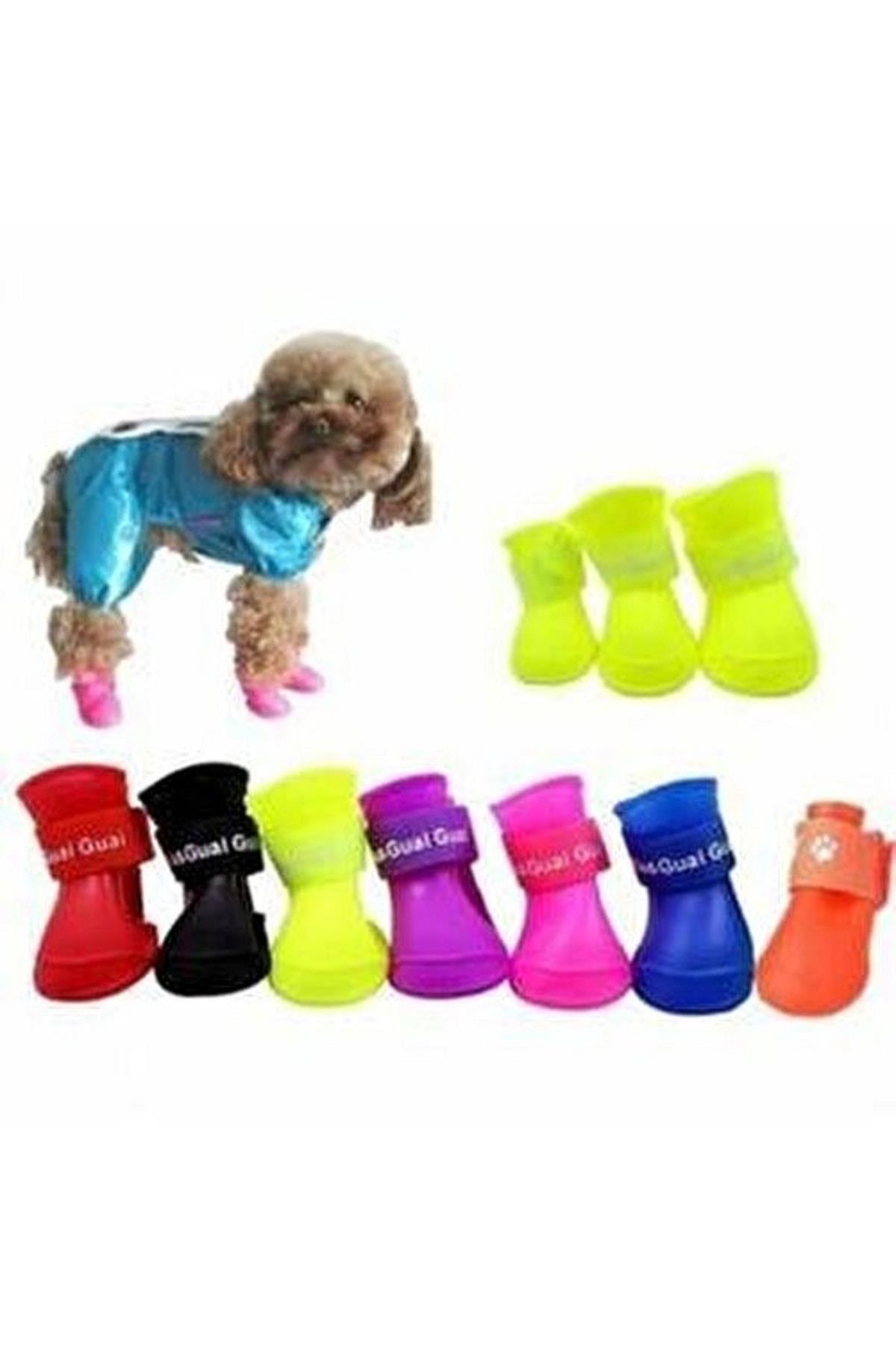 Glipet Silikon Su Geçirmez Köpek Ayakkabısı 4'lü Paket Pembe  L