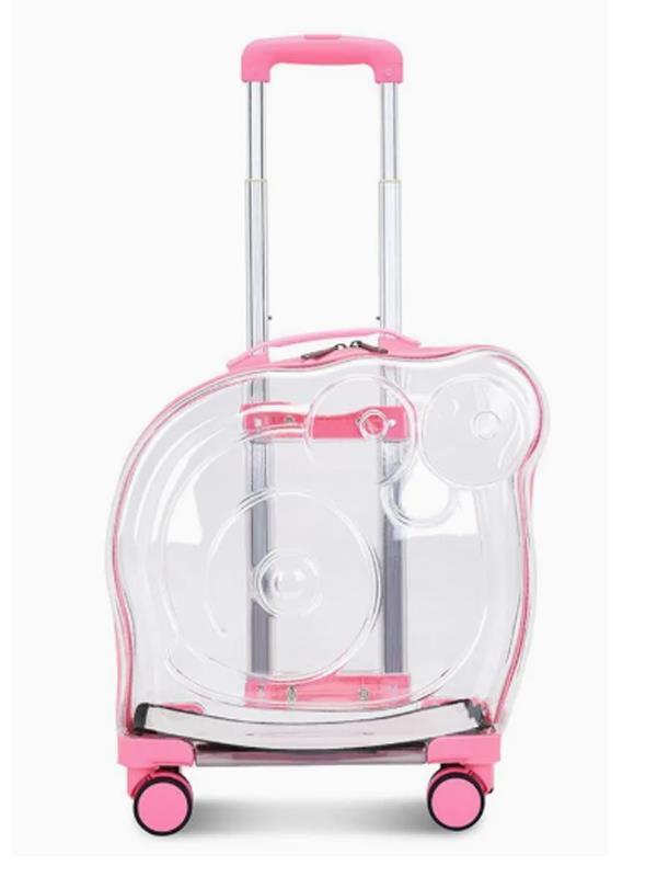 Glipet Snail Şeffaf Kedi Köpek Taşıma Valizi 45x28x45 Cm Pembe