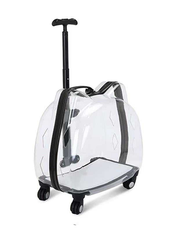 Glipet Star Şeffaf Çekçekli Kedi Taşıma Valizi 45x28x45 Cm Siyah