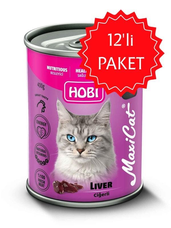 HOBİ Maxicat Ciğerli Kedi Konserve 400 Gr 12'li Paket