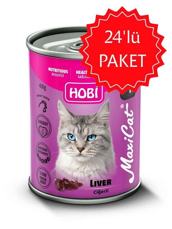 HOBİ Maxicat Ciğerli Kedi Konserve 400 Gr 24'lü Paket