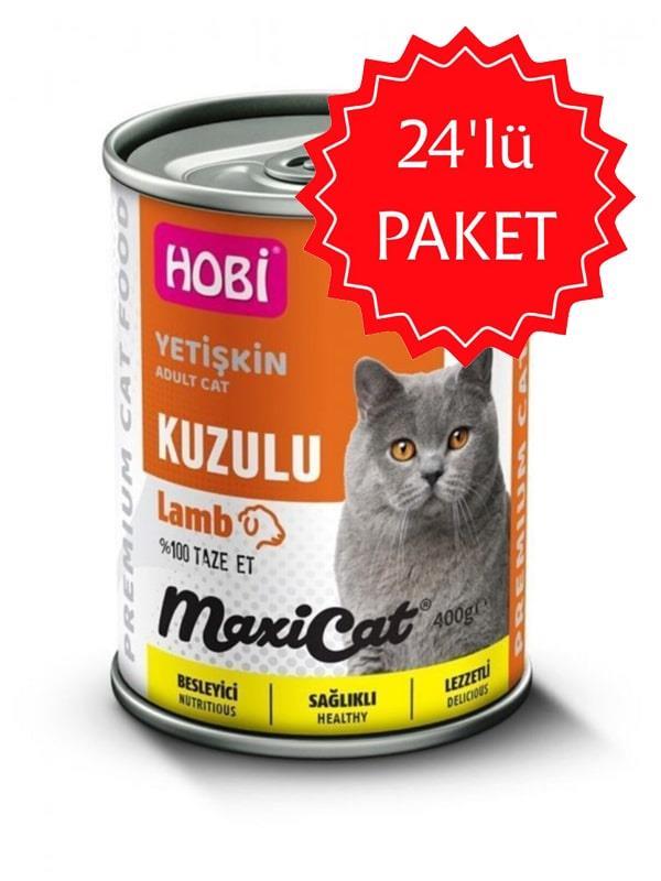 Hobi Maxicat Kuzu Etli Yetişkin Kedi Konservesi 400 gr 24'lü Paket