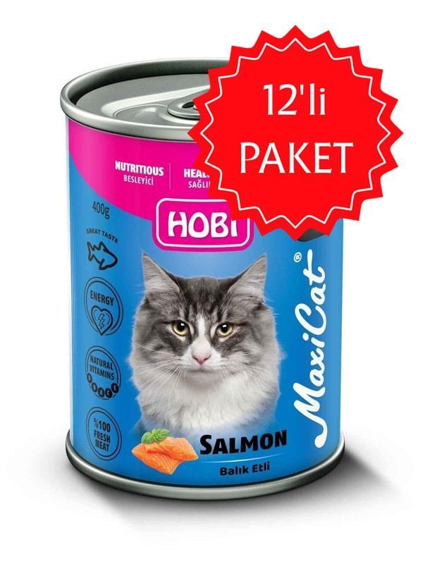 HOBİ Maxicat Somonlu Kedi Konserve 400 Gr 12'li Paket