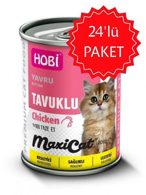 Hobi Maxicat Tavuklu Yavru Kedi Konservesi 400 gr 24'lü Paket