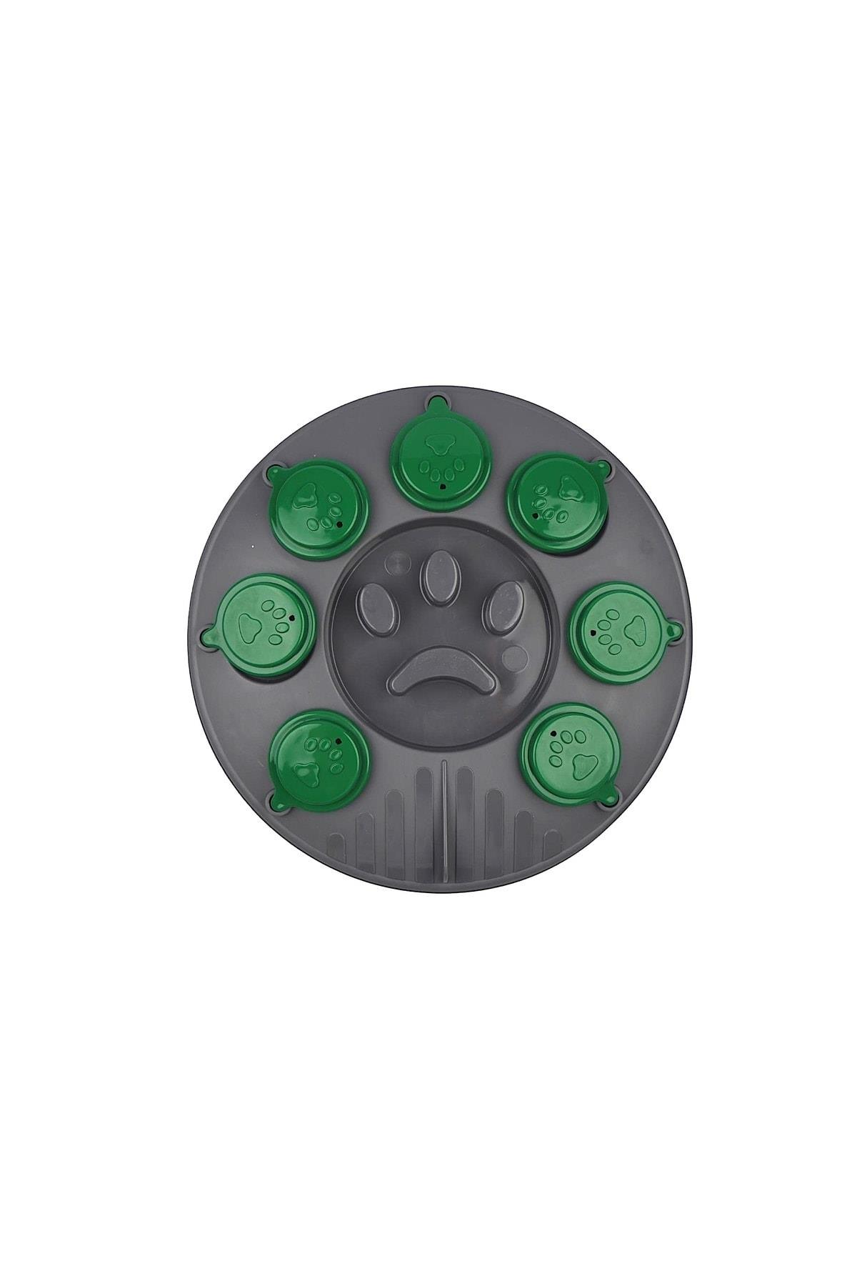 Kedi Köpek Bulmacası ve Yavaş Yeme Mama kabı Gri-Yeşil