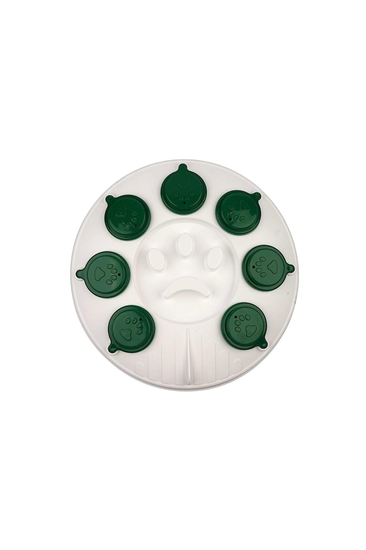 Kedi Köpek Bulmacası ve Yavaş Yeme Mama kabı Yeşil-Beyaz