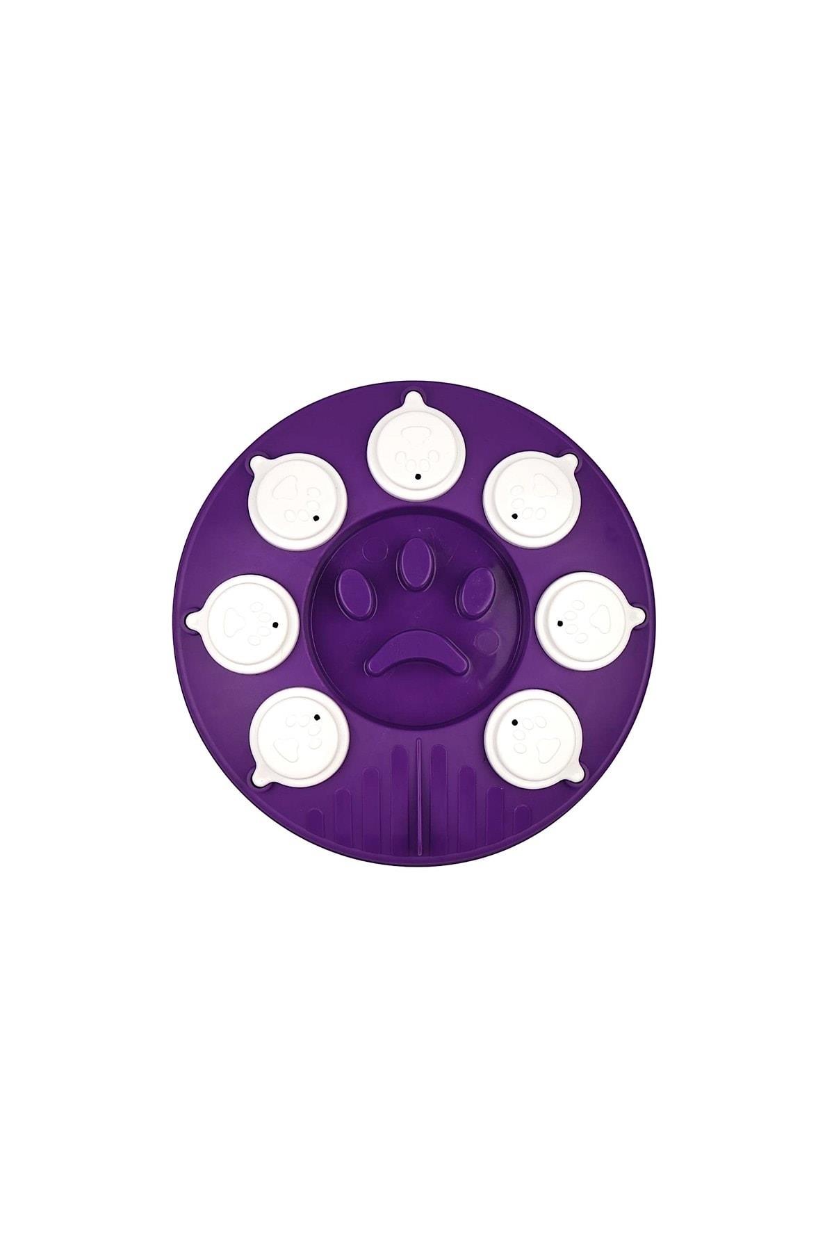 Kedi Köpek Bulmacası ve Yavaş Yeme Mama kabı Mor-Beyaz