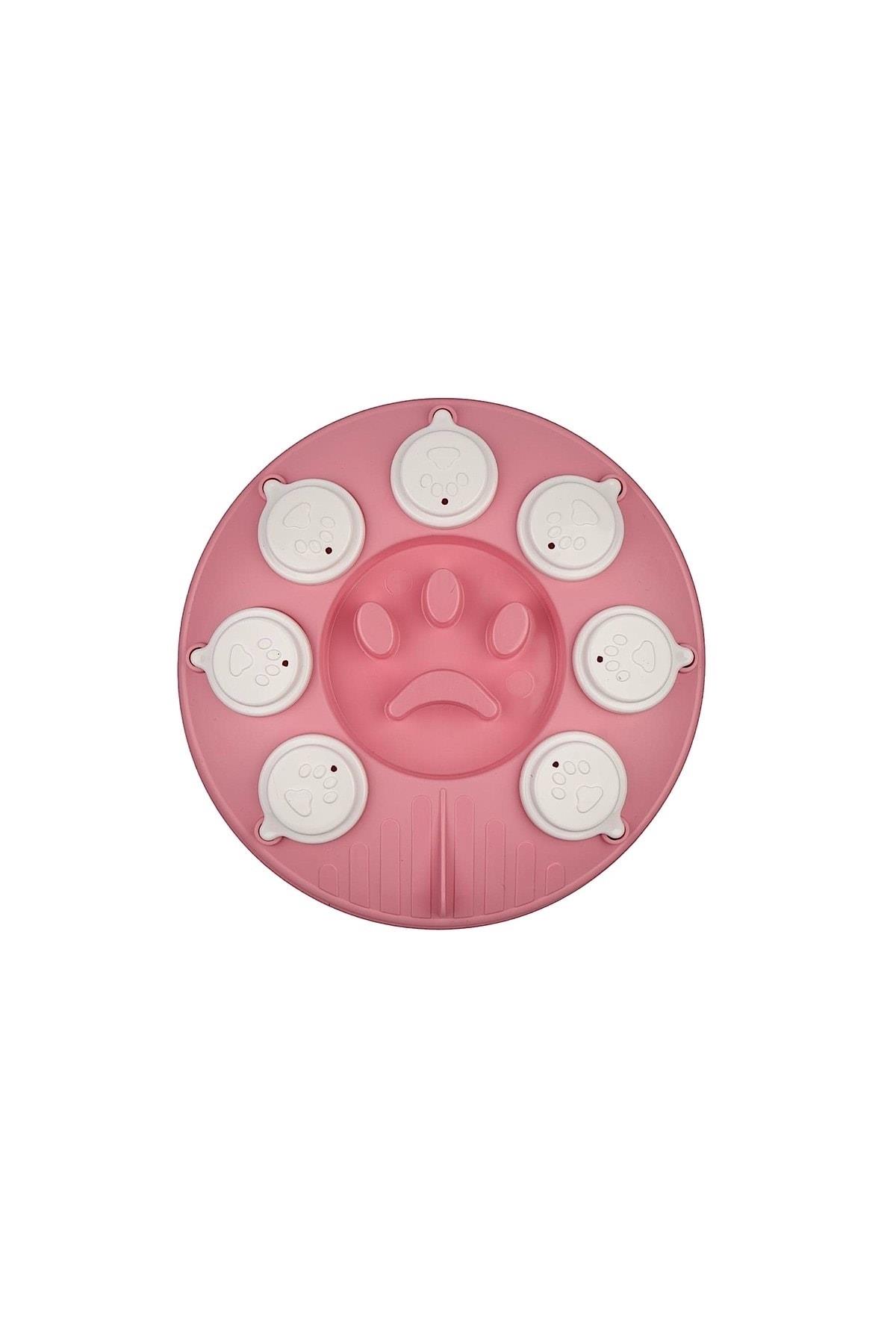 Kedi Köpek Bulmacası ve Yavaş Yeme Mama kabı Pembe-Beyaz