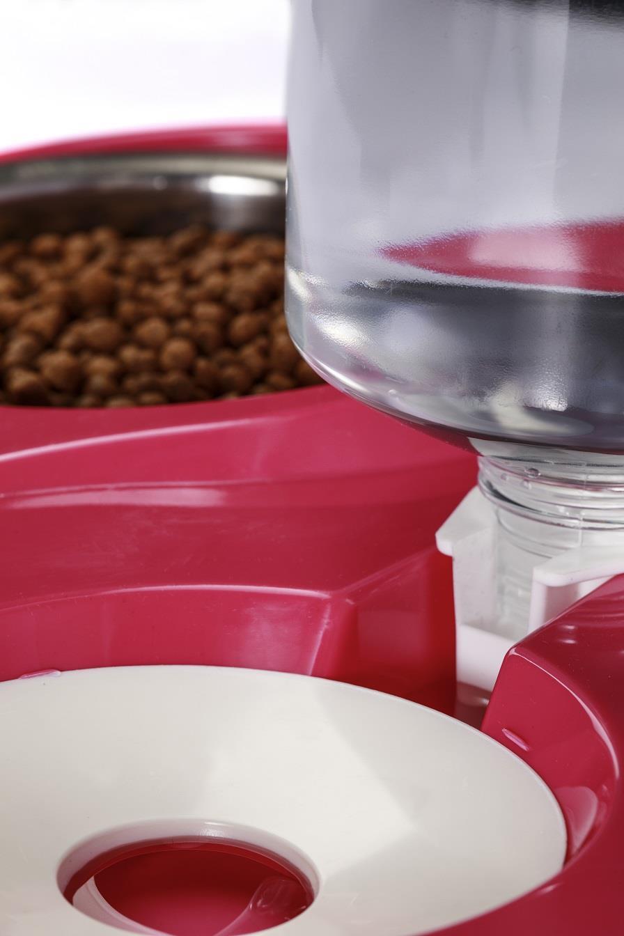 Miapet Çelik Taslı LÜX Hazneli Kedi-Köpek Mama Ve Su Kabı Seti 500ml Turkuaz