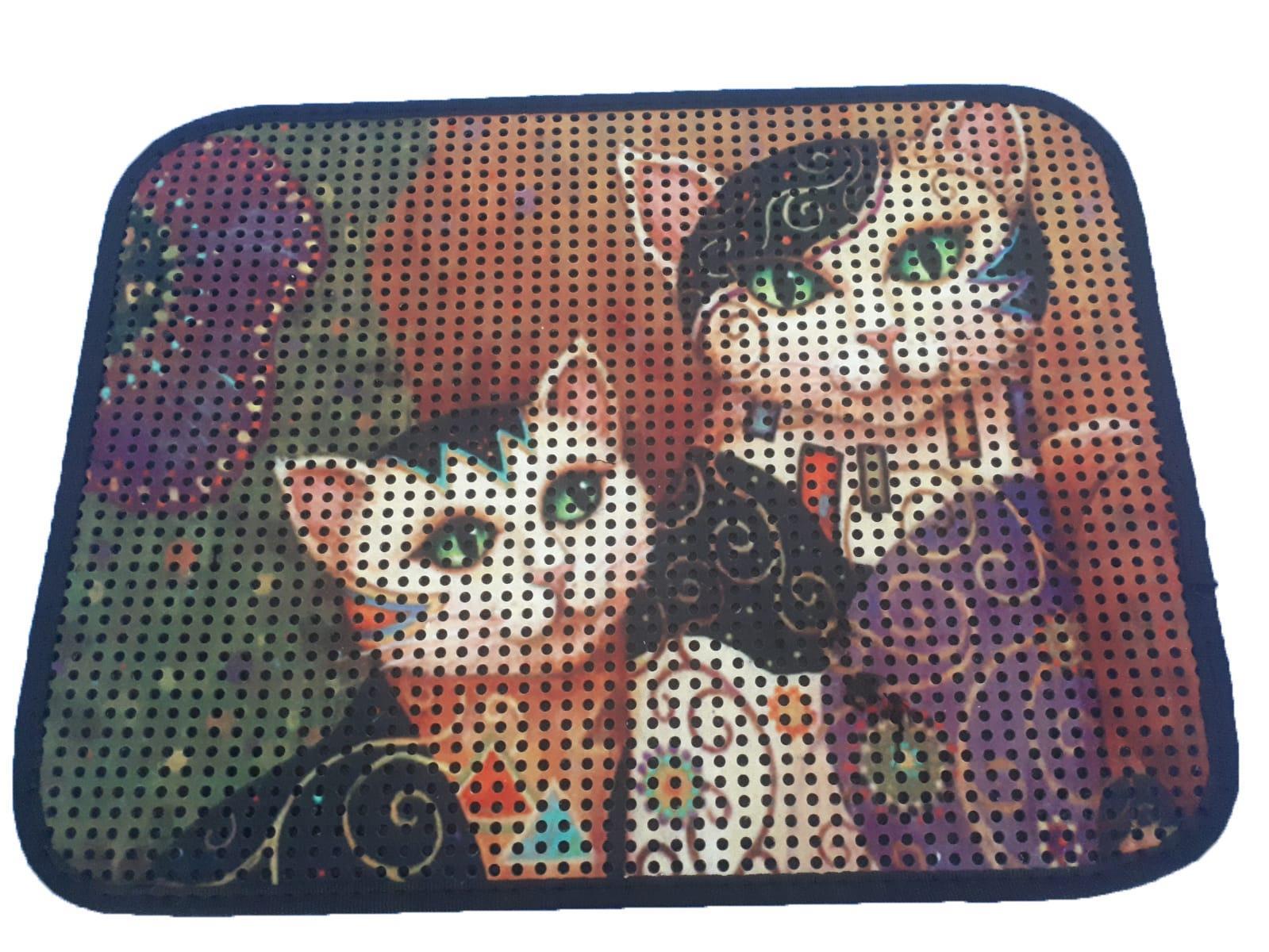 Miapet Elekli Desenli Kedi Tuvalet Önü Paspası 60 x 45 cm Maske