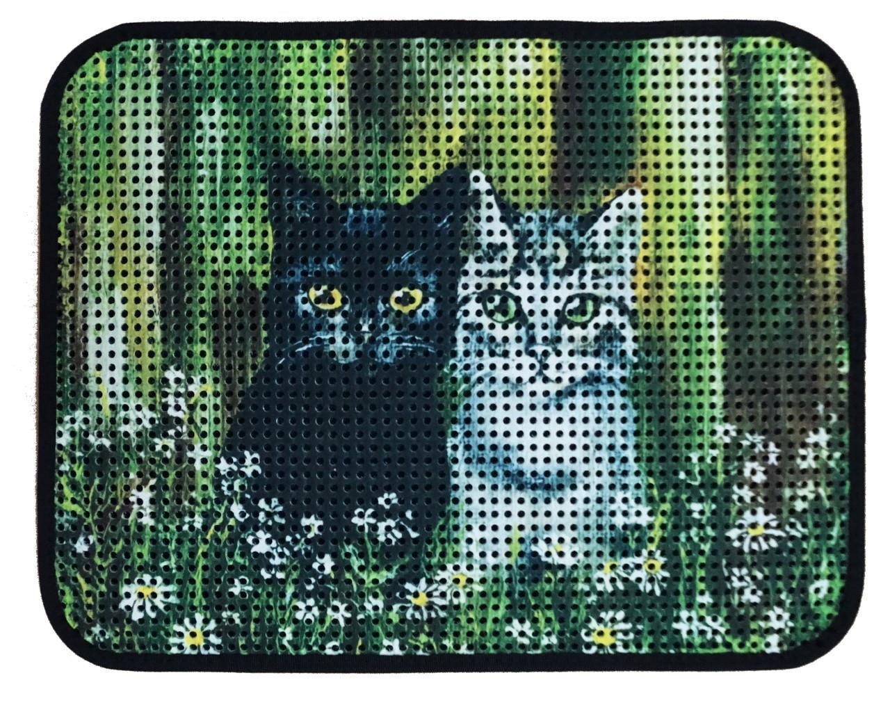 Miapet Elekli Desenli Kedi Tuvalet Önü Paspası 60 x 45 cm Siyah-Beyaz Kediler