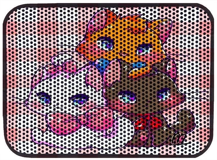 Miapet Elekli Desenli Kedi Tuvalet Önü Paspası 60 x 45 cm Three Colour