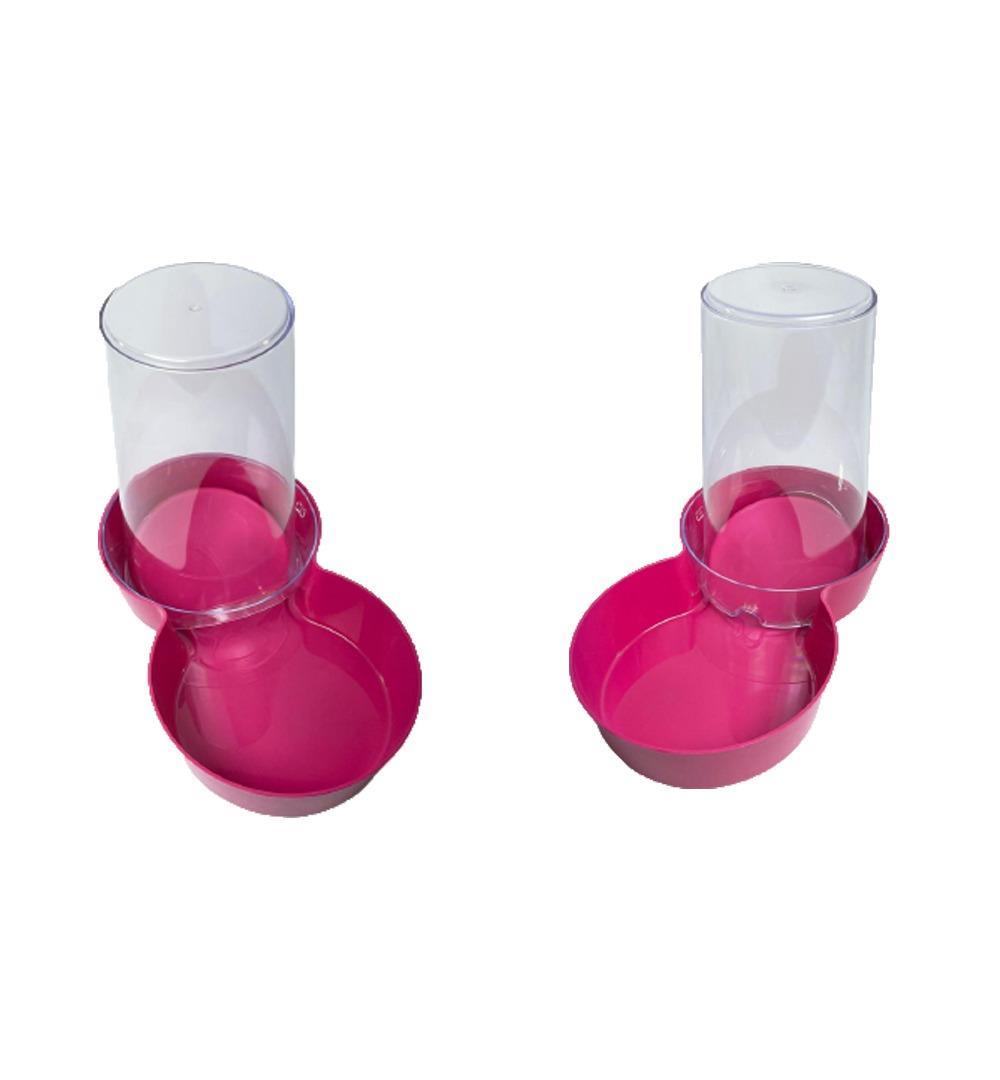 Miapet Hazneli Plastik Kedi-Köpek Mama ve Su Kabı 1,5 Lt Yuvarlak Fuşya 2 Adet