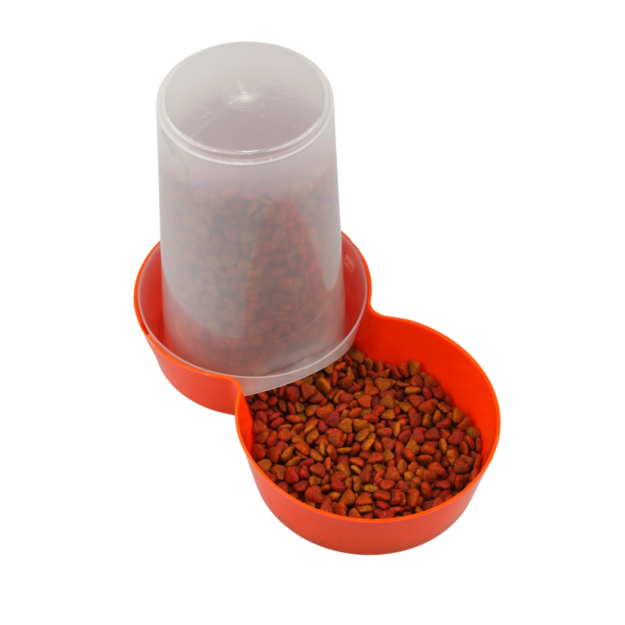 Miapet Hazneli Plastik Kedi-Köpek Mama ve Su Kabı 1,5 Lt Yuvarlak Turuncu