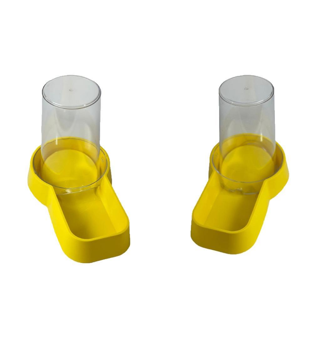 Miapet Hazneli Plastik Kedi-Köpek Mama ve Su Kabı 1,5 Lt Kare Sarı 2 Adet